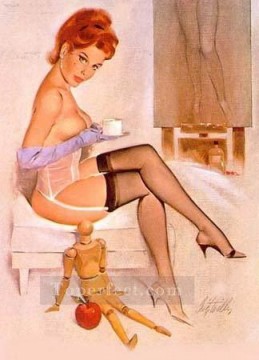 Pin up Painting - nd0462GD realistic from photo woman nude pin up